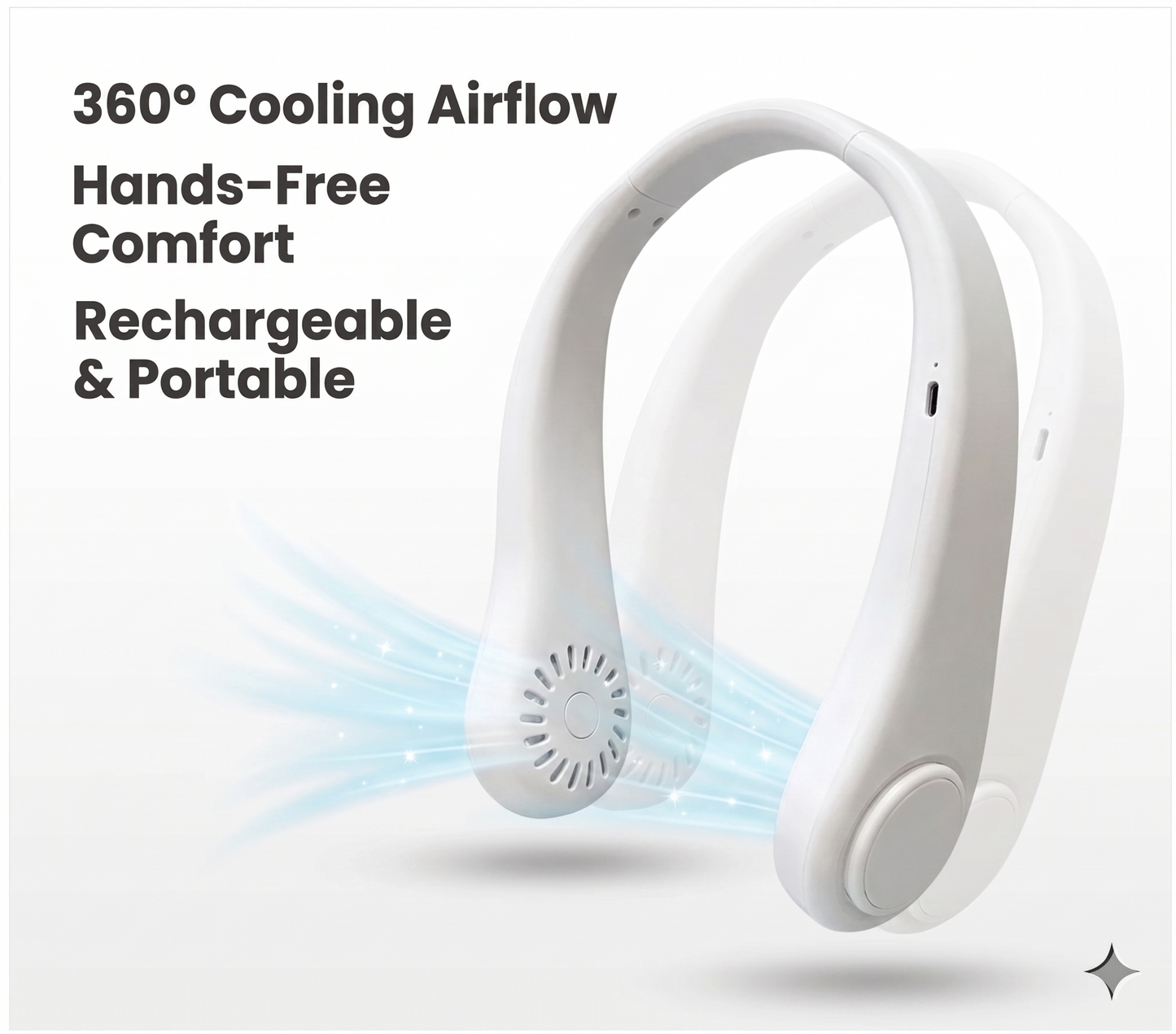 Portable Bladeless Neck Fan – Hands-Free 360° Cooling